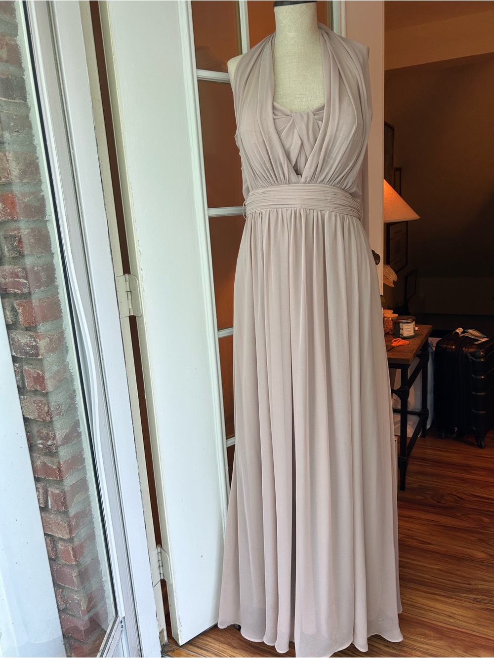 Birdy Grey Grace convertible Maxi Dress in Taupe - Elegant Evening Gown Large - Picture 7 of 16